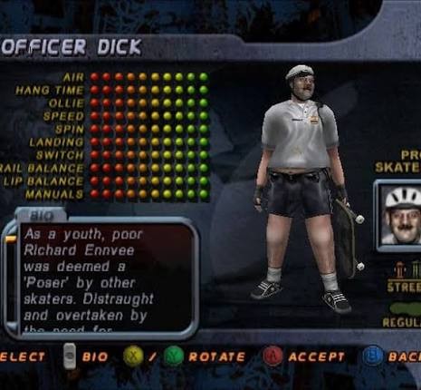 Officer Dick — skate stats screen